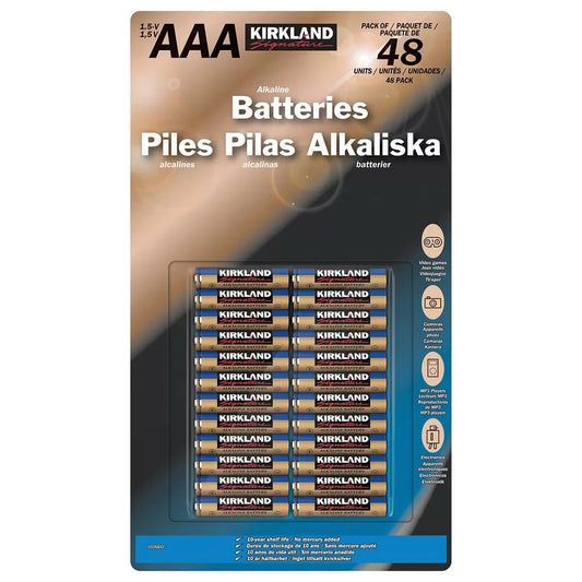 Kirkland AAA Alkaline Batteries 48 Pack  7-year shelf life Brand New and Sealed