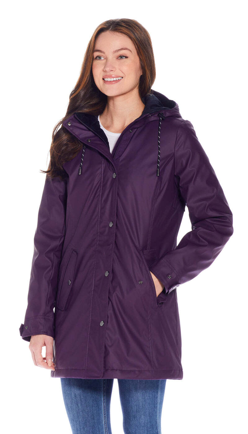 Weatherproof Ladies Slicker Jacket in Dark Plum