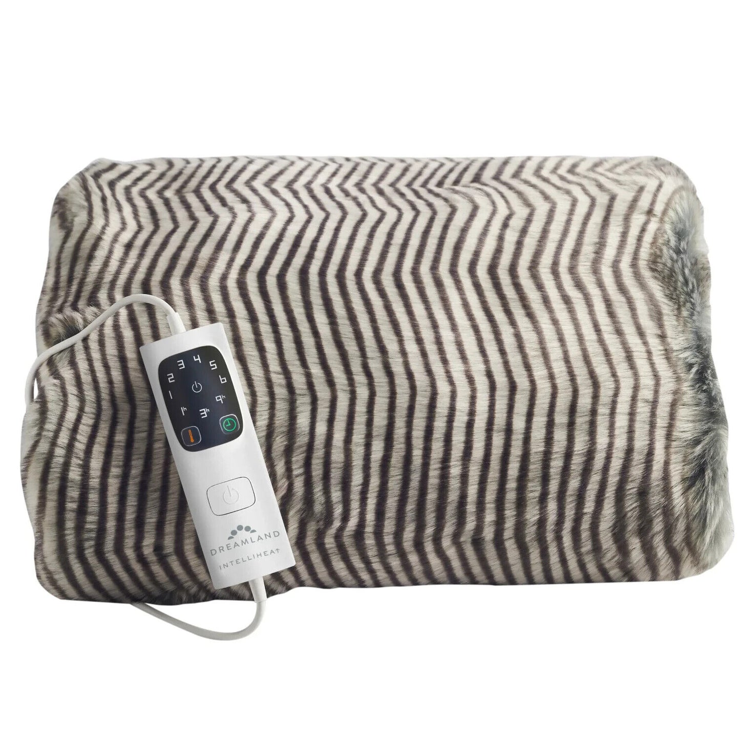 Dreamland Relaxwell Deluxe Faux Fur Heated Throw, Zebra