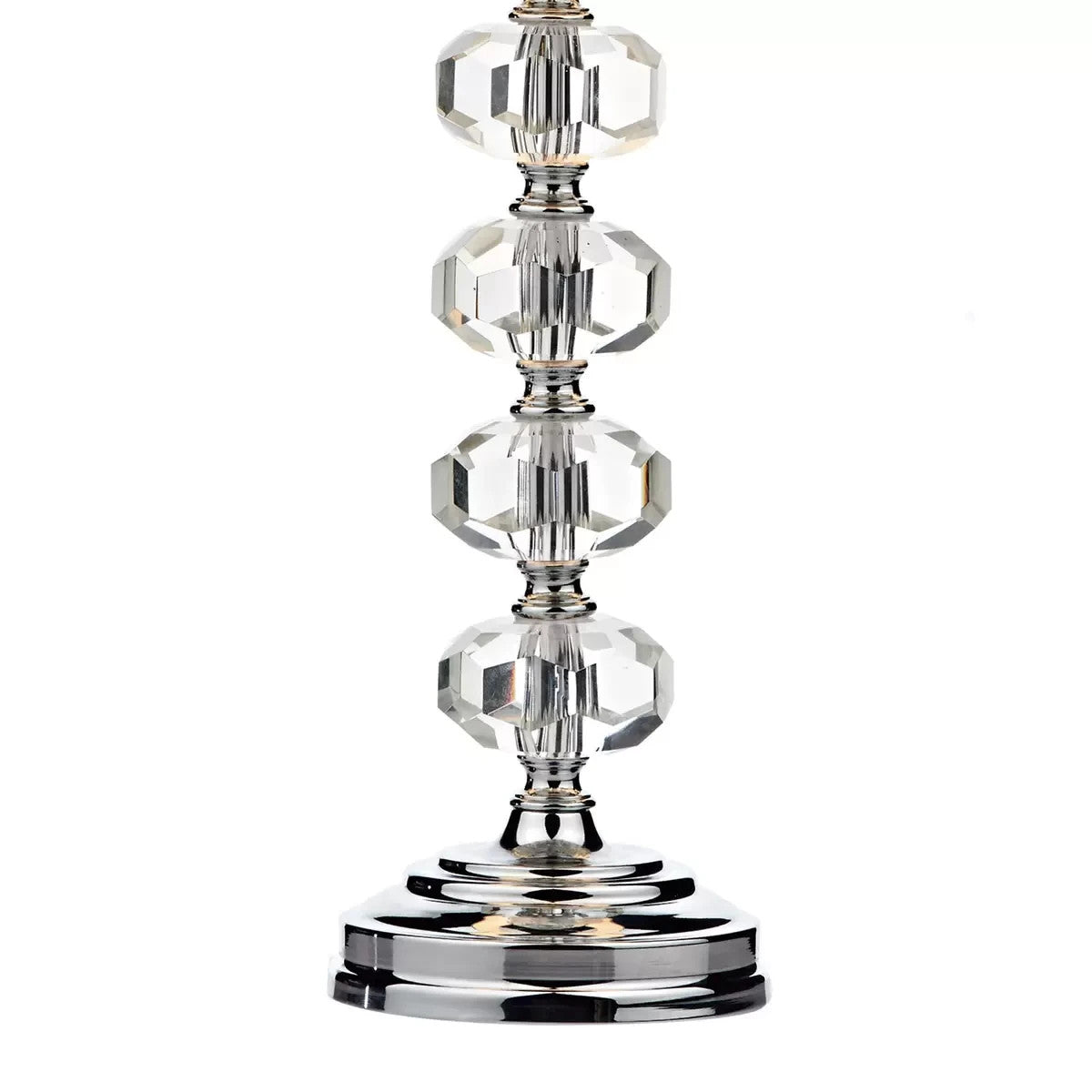 Oleana Polished Chrome Glass Crystal Table Lamp with Ivory Shade