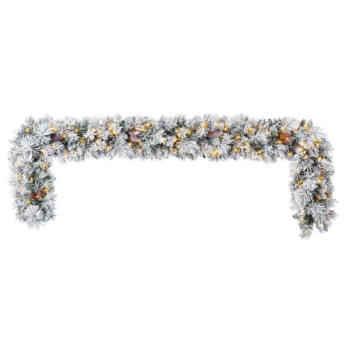9ft 2.7m Pre-lit Flocked Glitter Christmas Garland with 150 Colour changing LED