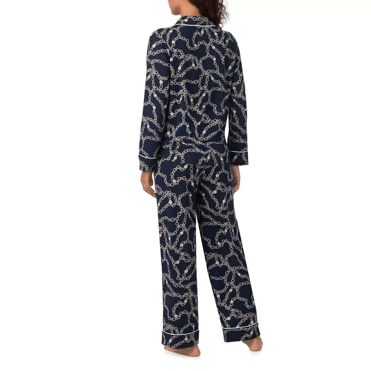 DKNY Notch Collar Pyjama Set in Navy Chain size Small