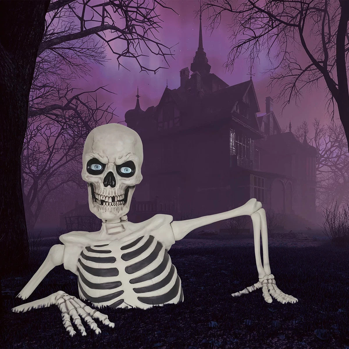 Halloween 5ft (1.6m) Giant Ground Breaking Skeleton with Lights & Sounds NEW