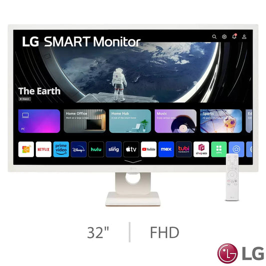 LG Smart Monitor 32 Inch Full HD 1080P, IPS Panel Smart TV Remote 32SR50F-W VAT