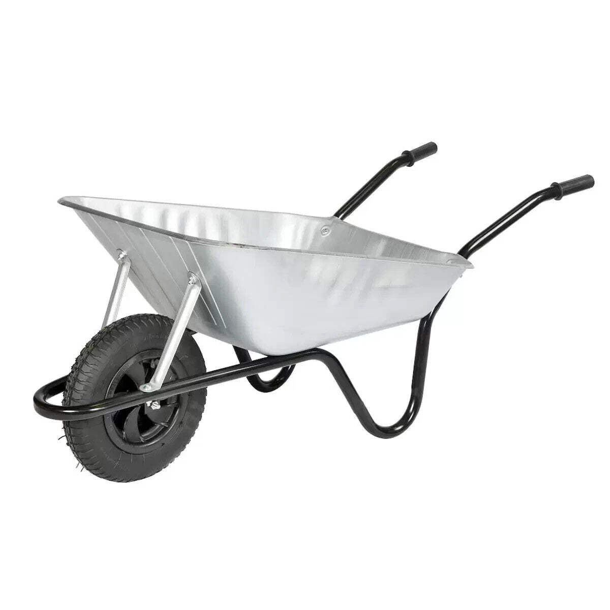 Walsall Barrow 85L Builders Wheelbarrow with Pneumatic Wheel in a Box Silver