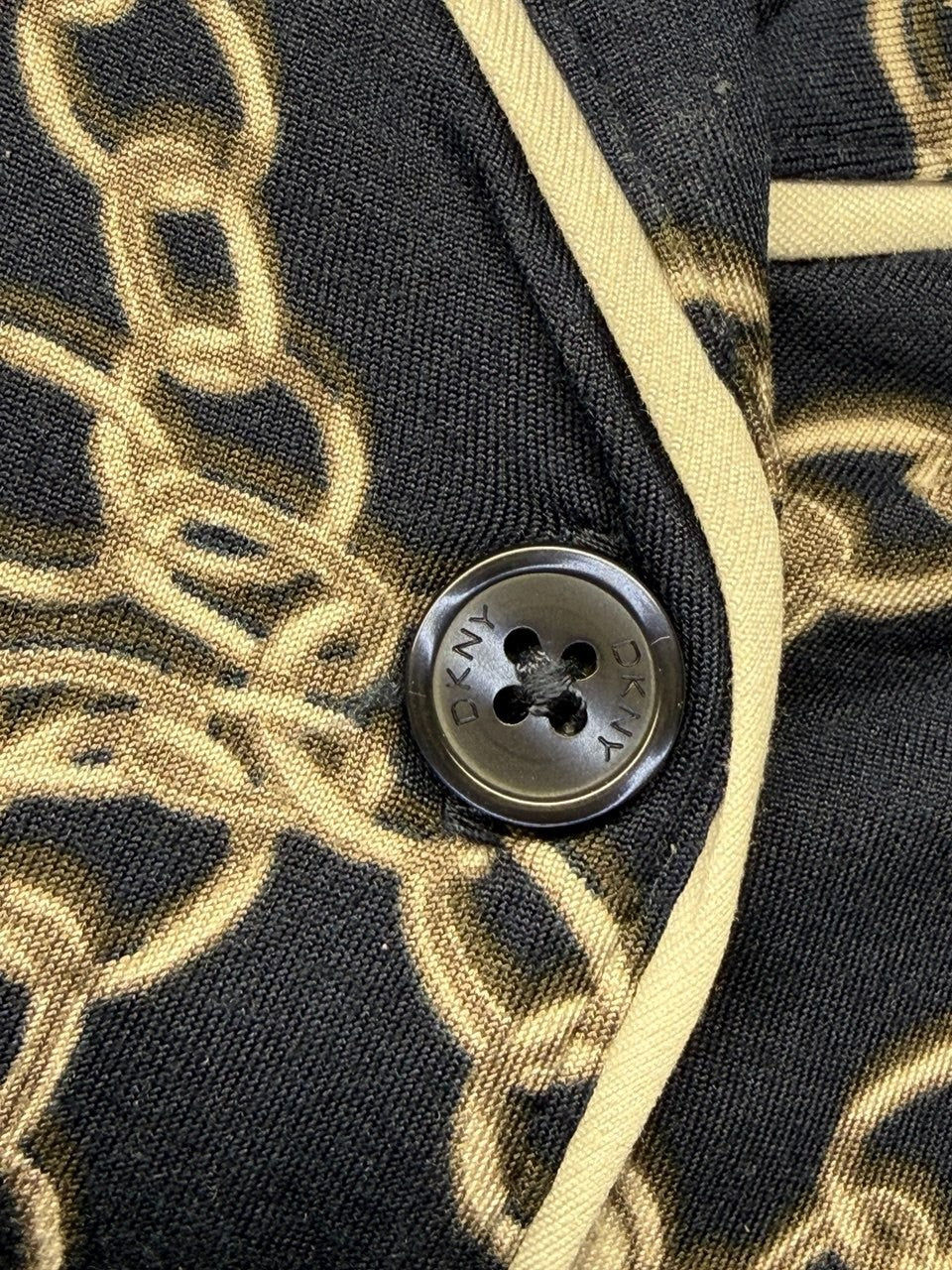 DKNY Women's Notch Collar Pyjama Set in Navy , Chain link design, Large