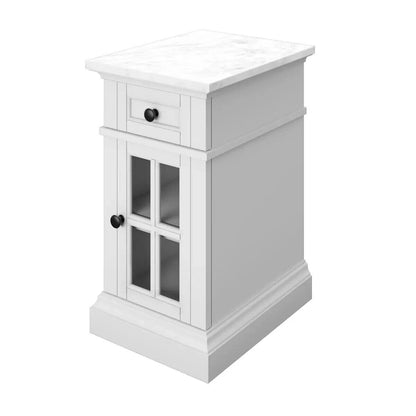 Tresanti Kerrigan Marble Top Chairside Table Side Table Cabinet in White