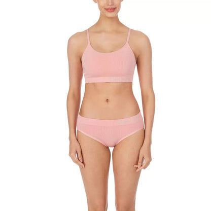 DKNY Women's Seamless Rib Knit 2 Pack Bralette in Pink/Nude, Small