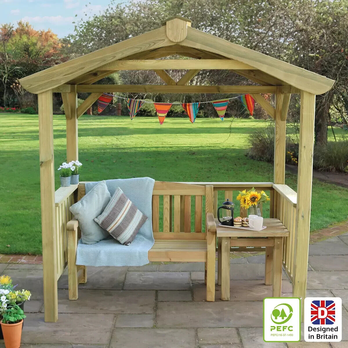 Zest 7ft 5" x 4ft 6" (2.26 x 1.38m) Outdoor Wooden BBQ Grilling Pavilion Shed