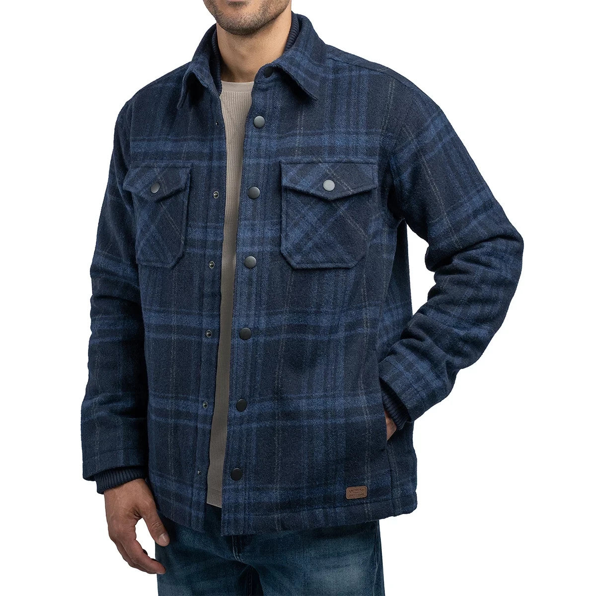 Jachs Men's Wool Blend Shacket in Navy, Medium