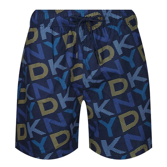 DKNY Mens Swim Shorts in Blue Logo -Medium