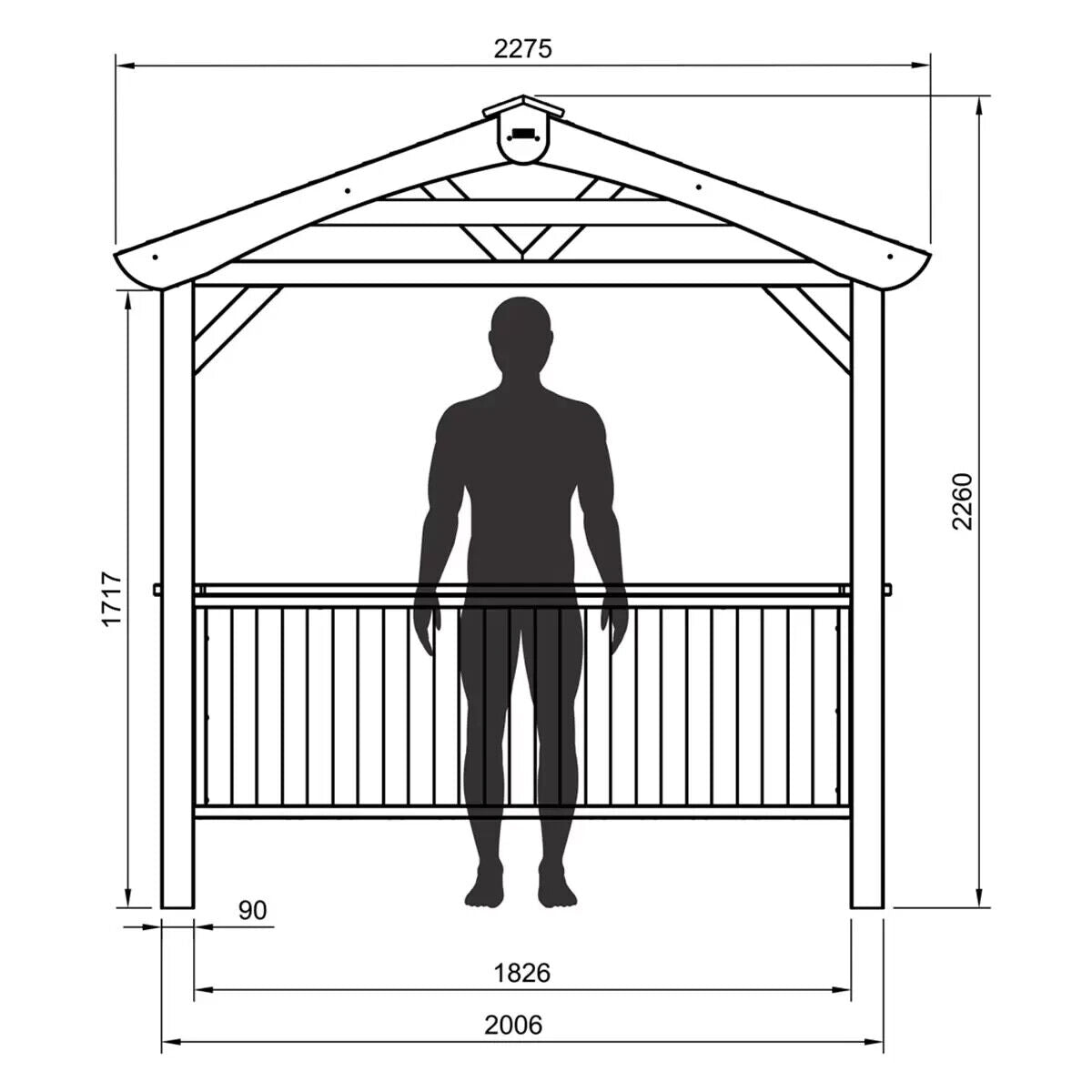 Zest 7ft 5" x 4ft 6" (2.26 x 1.38m) Outdoor Wooden BBQ Grilling Pavilion Shed