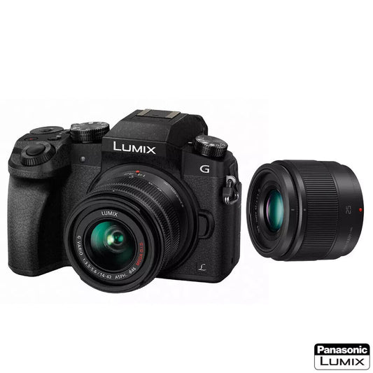 Panasonic Lumix Compact Camera Lumix 25mm Prime Lens DMC-G7KEB-K plus H-H025E-K