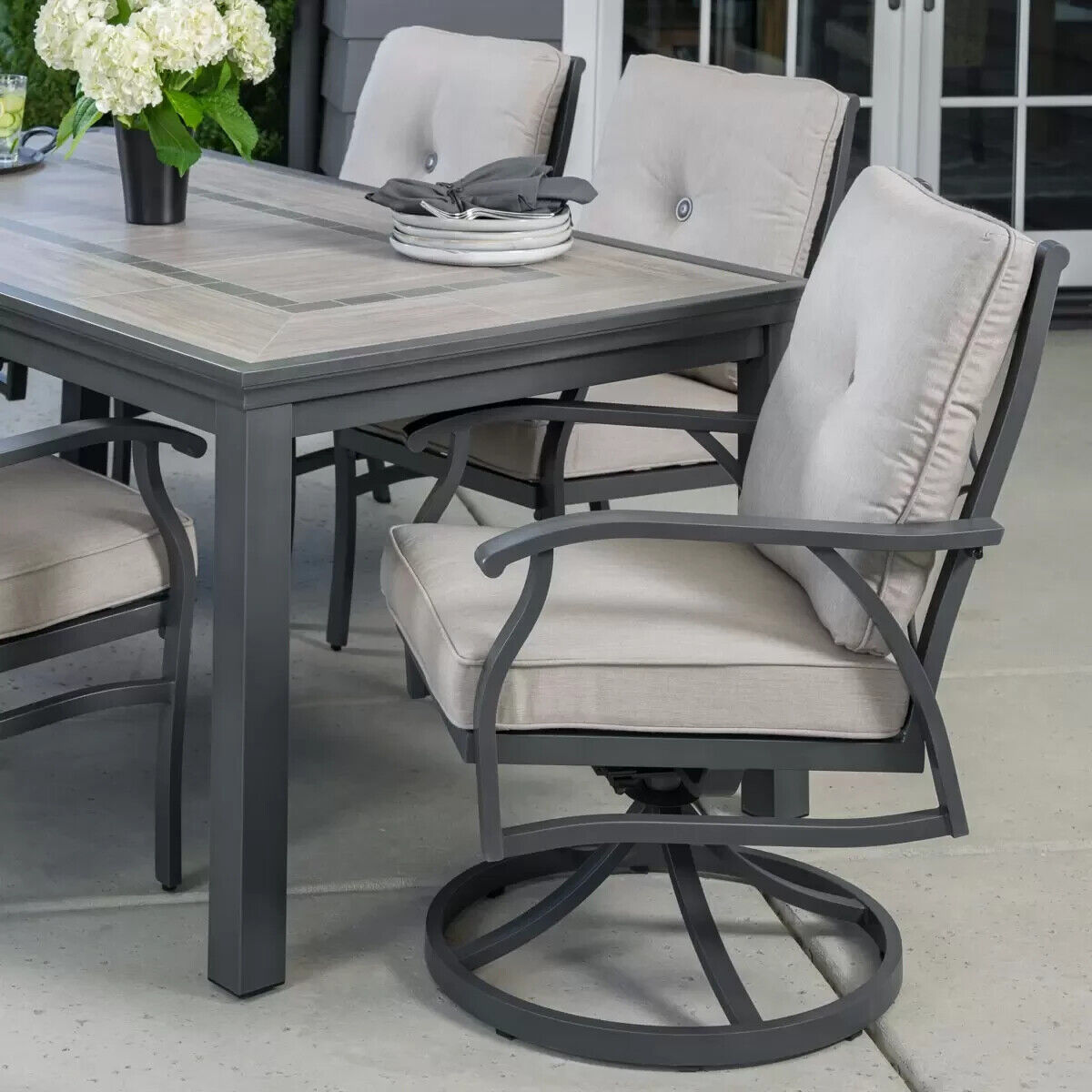 NEW SunVilla Kingston 7 Piece Cushioned Dining Set + Cover SunBrella