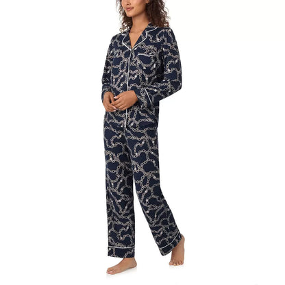 DKNY Notch Collar Pyjama Set in Navy Chain size Small