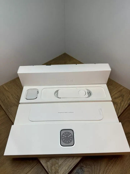 Apple Watch Series 8 GPS + Cellular, 41mm Silver Stainless Steel Case with White