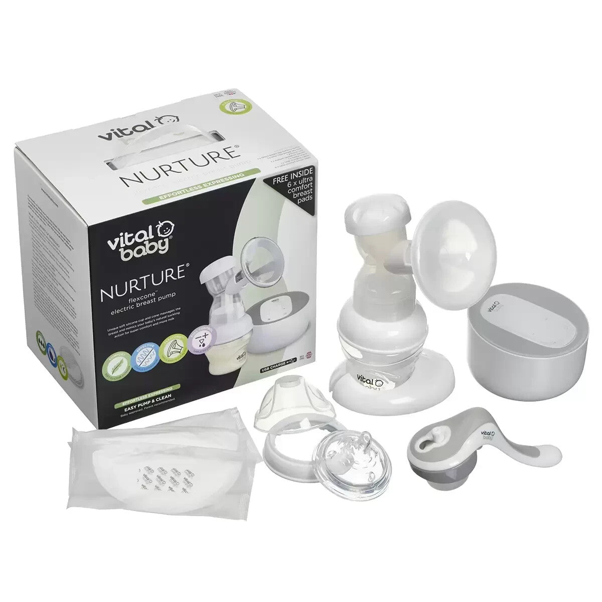 Vital Baby Nurture Flexcone Electric Breast Pump with 3x150ml Bottles