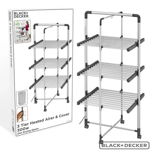 BLACK & DECKER HEATED TOWER AIRER Wheels And Cover Ex-display RRP £220