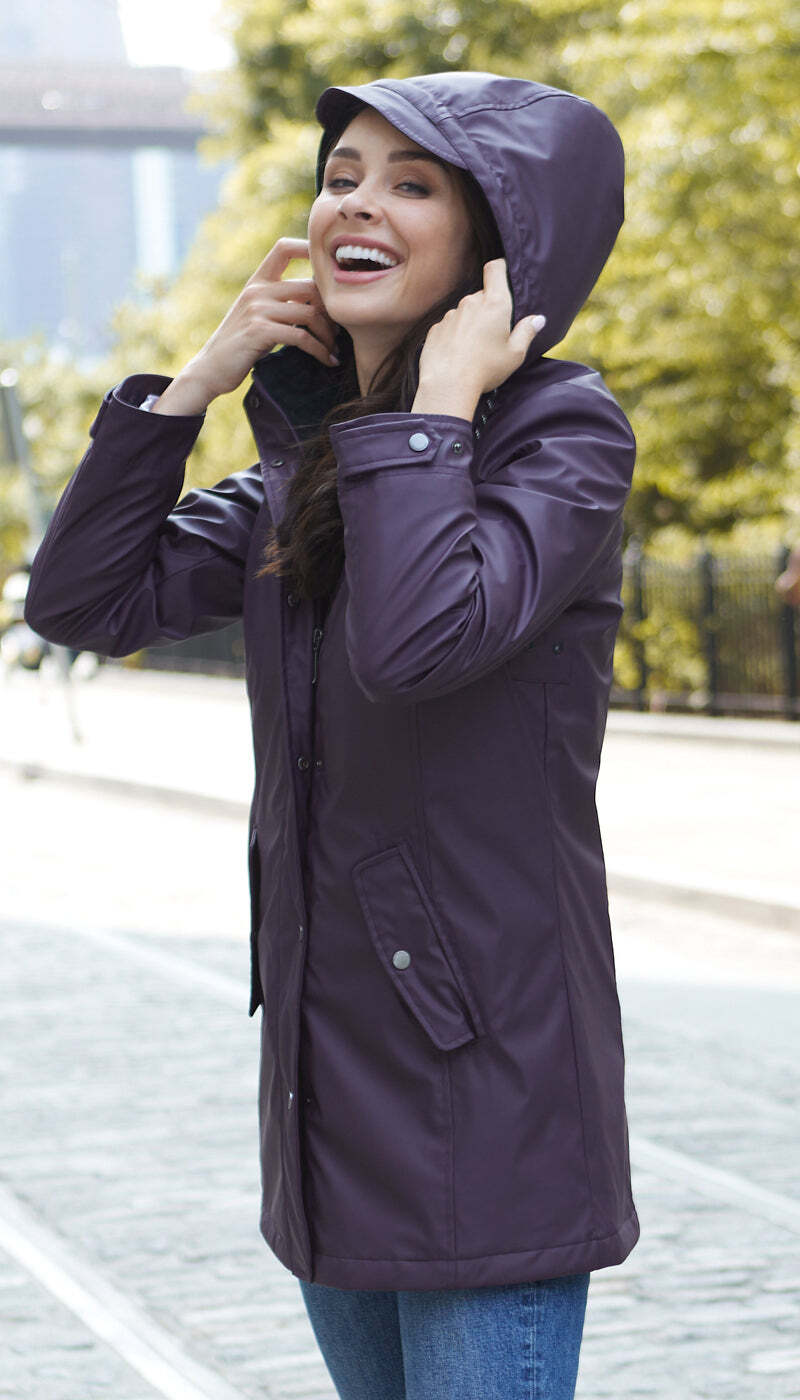 Weatherproof Ladies Slicker Jacket in Dark Plum
