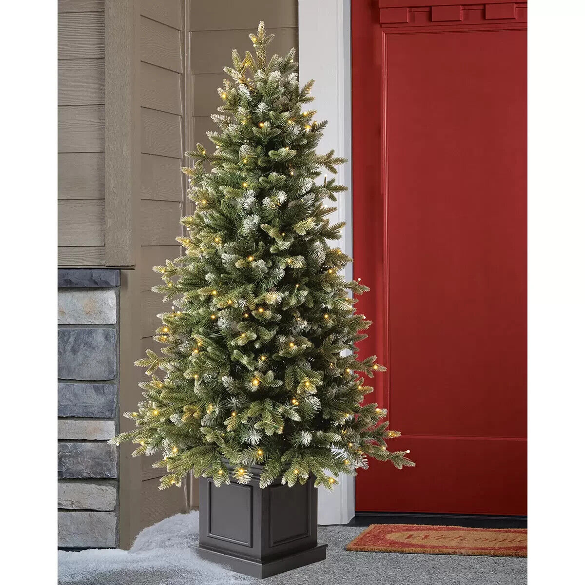 4ft 6 Inch (1.3m) Pre-Lit Potted Aspen Artificial Christmas Tree with 200 Colour