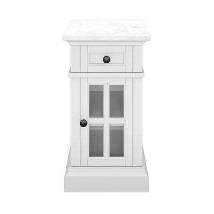 Tresanti Kerrigan Marble Top Chairside Table Side Table Cabinet in White