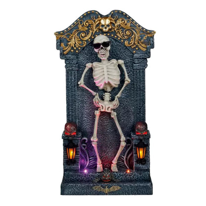 Halloween 3ft (1m) Animated Skeleton Tombstone with Music & Lights Motion