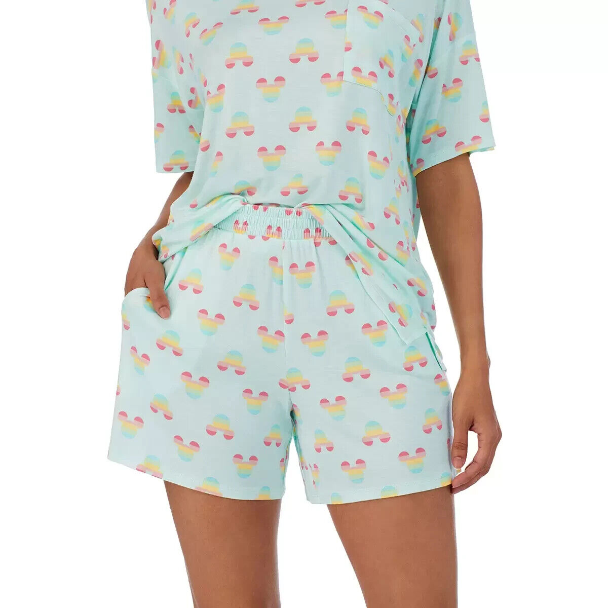 Disney Mickey Mouse Women's 2 Piece Pyjama Set - Aqua