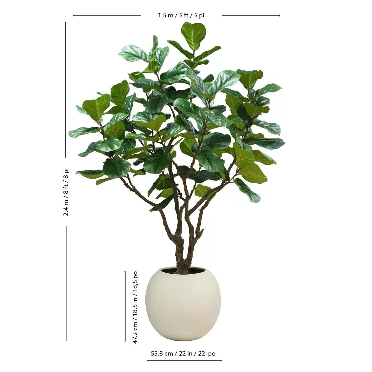 Artificial 8ft Faux Fig Tree in Planter Large Indoor Room Decoration
