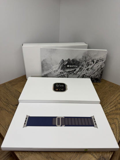 NEW Apple Watch Ultra 2 GPS +Cellular 49mm Titanium Case with Blue Alpine Loop S