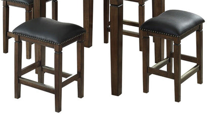 Set Of 2 Bonded Leather Stools Upholstered Seats Solid Birch & Cherry Veneers