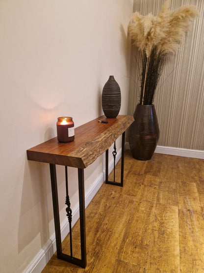 Handmade Console Table Made Of One Piece Bubinga Wood Unique with Legs