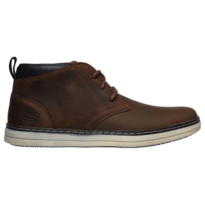 Skechers Heston-Regano Men's Leather Shoes in Brown UK 7