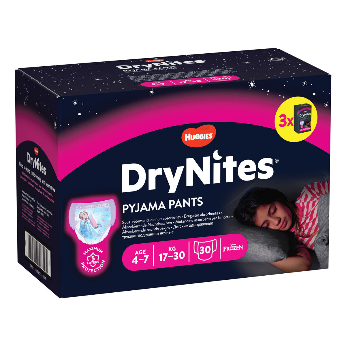 Huggies DryNites Pyjama Pants for Girls Years 4-7, 30 Pack